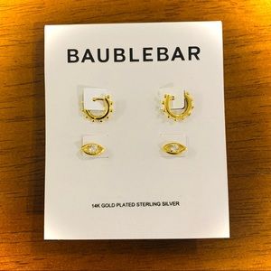 BaubleBar 14K Gold Plated Hoop & Evil Eye Stud Set